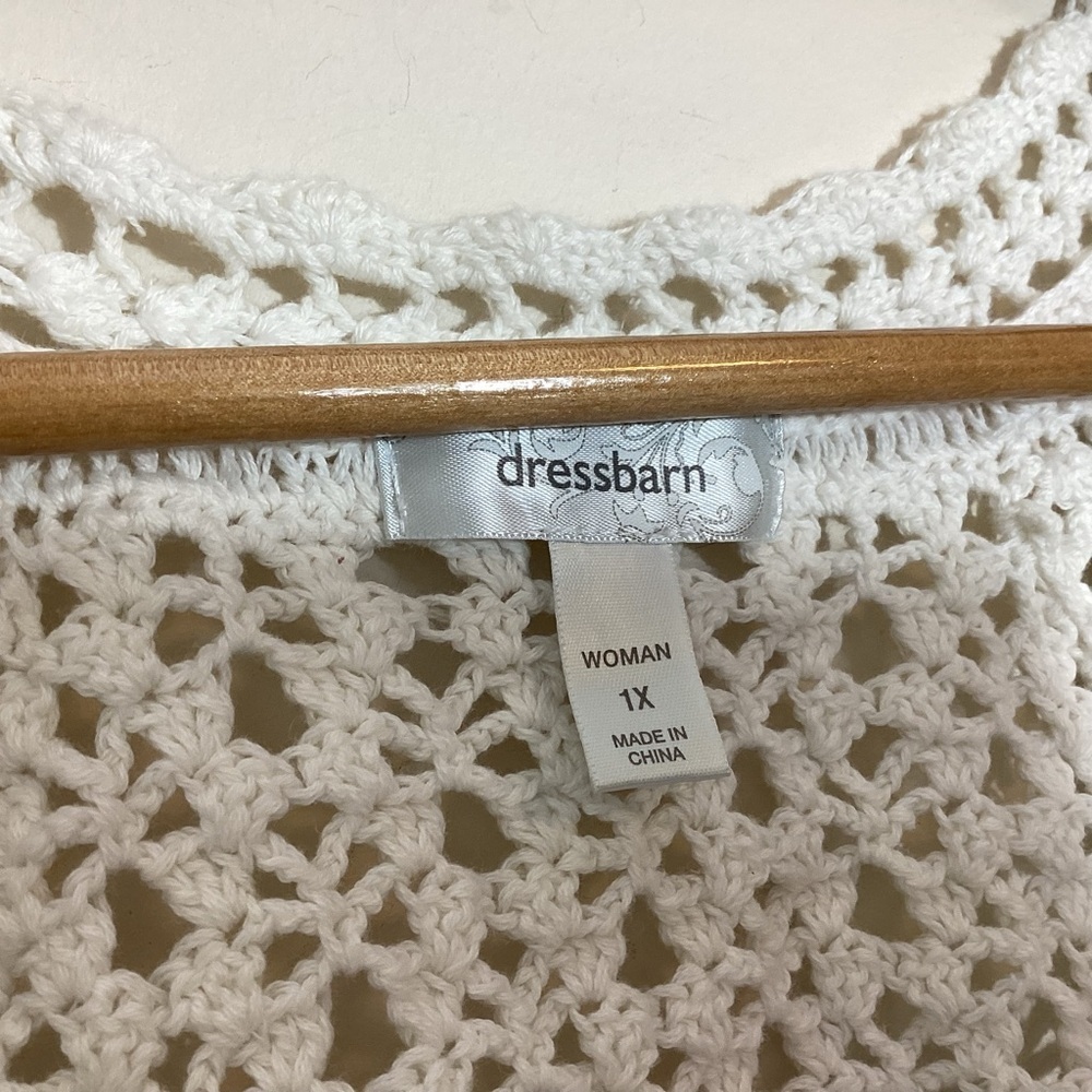 Dressbarn Y2K Crochet Lace Cropped Shrug Bolero Cardigan Vest 1X - Picture 10 of 13